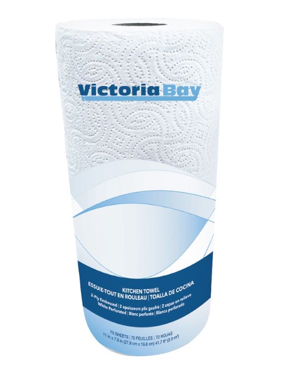 VICTORIA BAY HOUSEHOLD ROLL  TOWELS - WHITE 30/CS